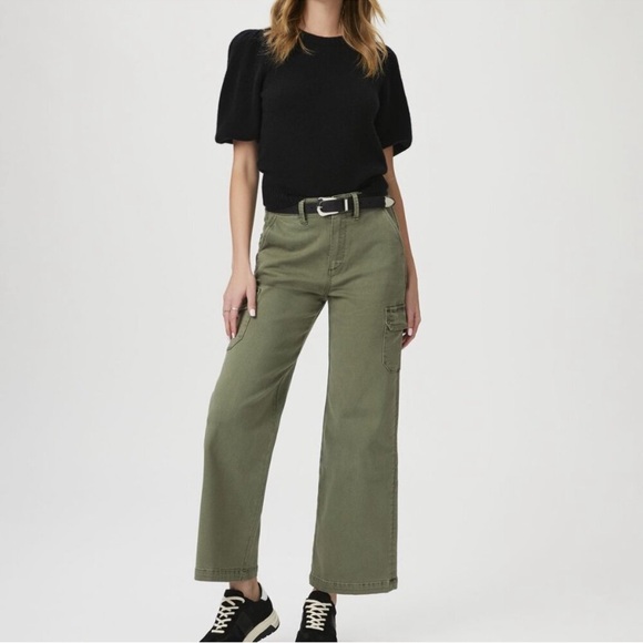PAIGE Pants - PAIGE Women's Carly Cargo‎ Wide Leg Vintage Ivy Green Jeans Size 31